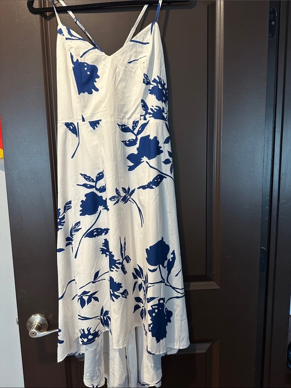 SHEIN White Slip Dress with Blue Floral Print